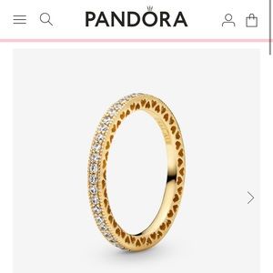 Pandora Simple Sparkle & Hearts Gemstone Ring Gold ✨♥️💍